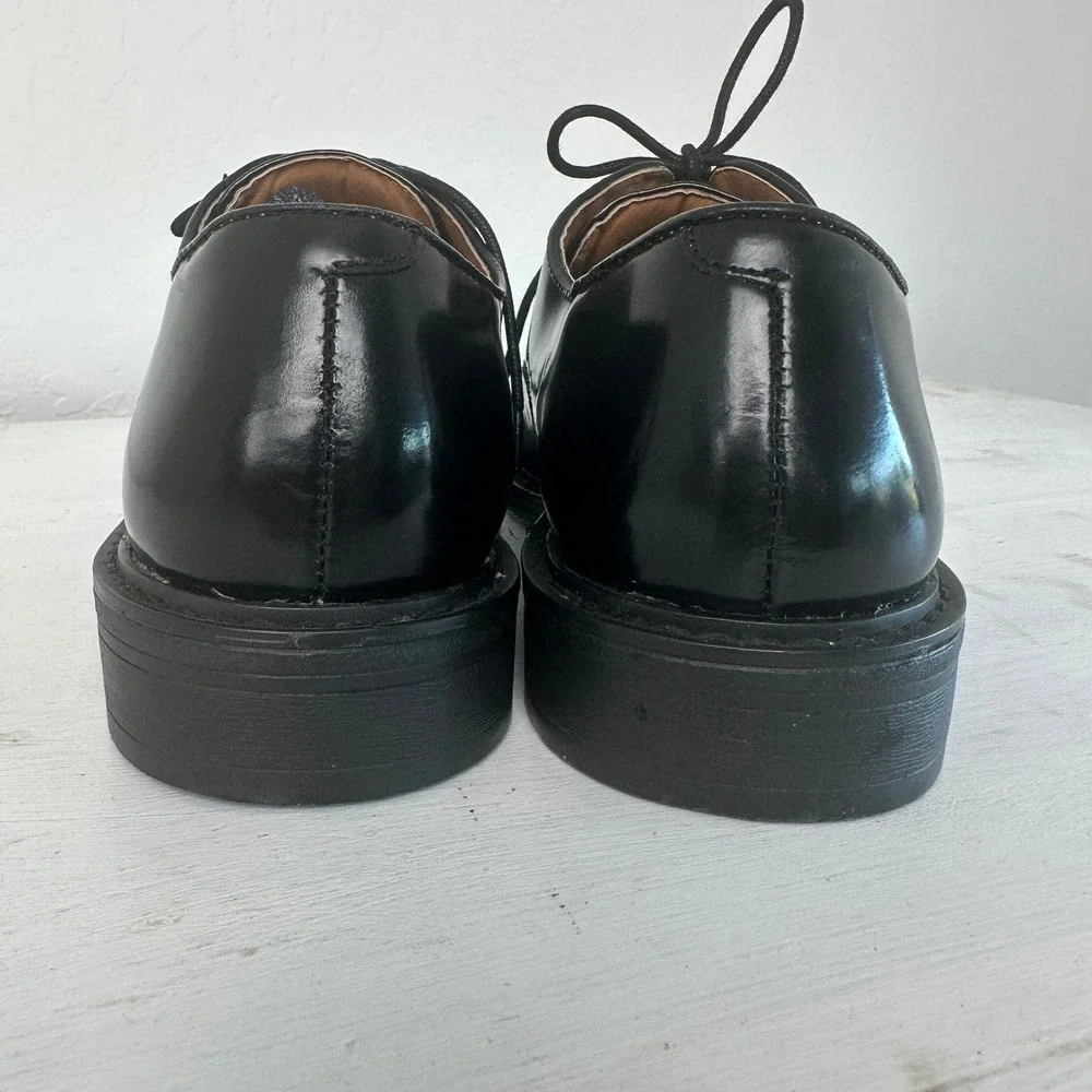Steve Madden Oxford Shoes Mens 9 P-LUKY Black Leather Cap Toe Dress Shoes